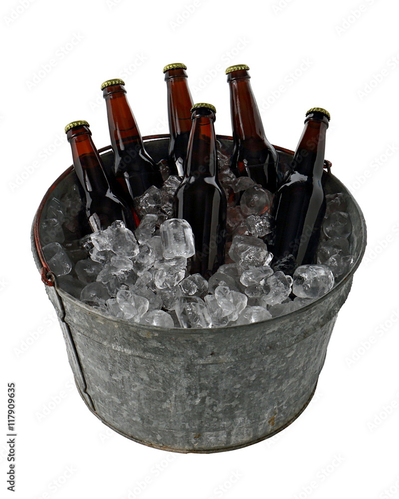 Six Pack of Beer in Ice Bucket ภาพถ่ายสต็อก Adobe Stock