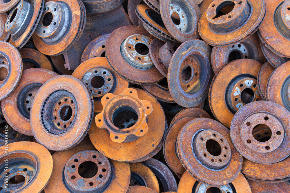 Fototapeta premium old brake discs for recycling