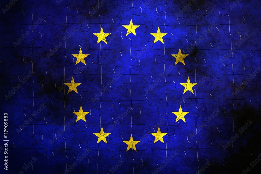 EU puzzle flag grunge concept EU puzzle flag grunge concept