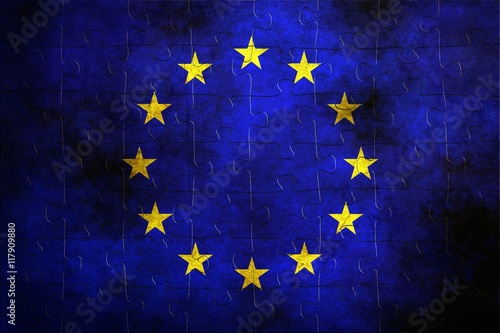 EU puzzle flag grunge concept