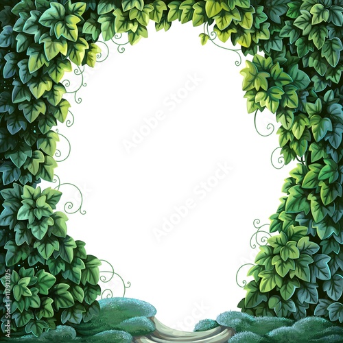 Valokuva Frame for text decoration Enchanted Forest from green ivy and mo
