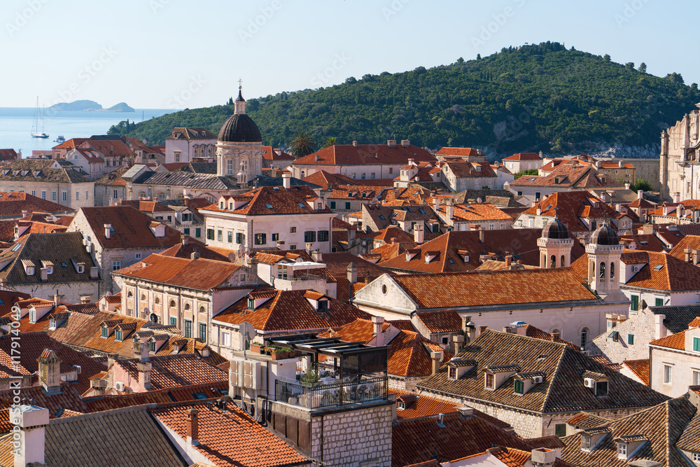 Red tiled roofs of the old town in Dubrovnik