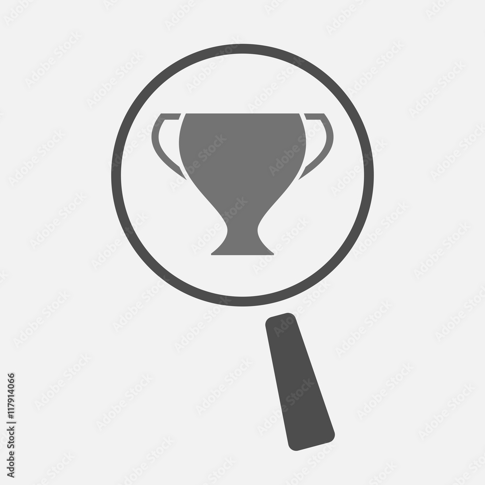 Isolated magnifier icon with a cup Isolated magnifier icon with a cup