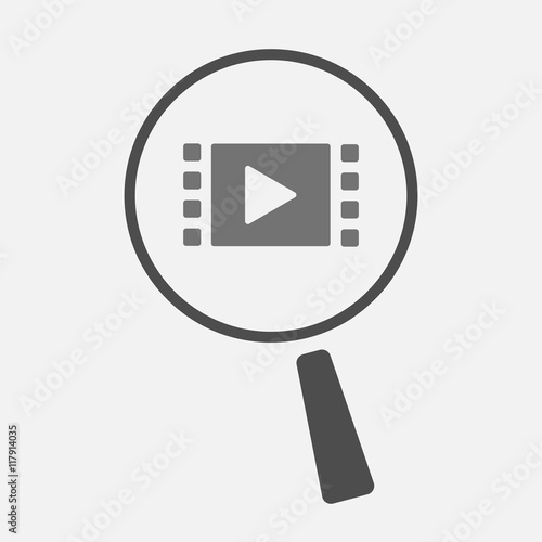 Isolated magnifier icon with a multimedia sign