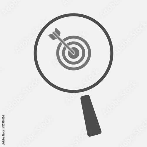 Isolated magnifier icon with a dart board