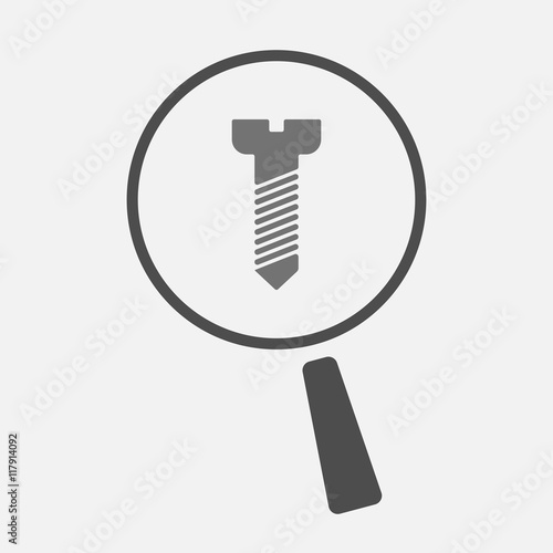 Isolated magnifier icon with a screw
