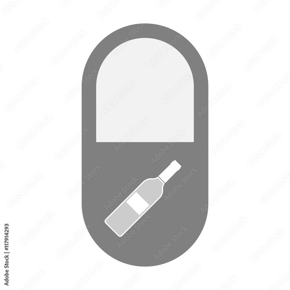 Isolated pill icon with a bottle of wine Isolated pill icon with a bottle of wine