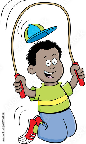 Cartoon illustration of a boy jumping rope.