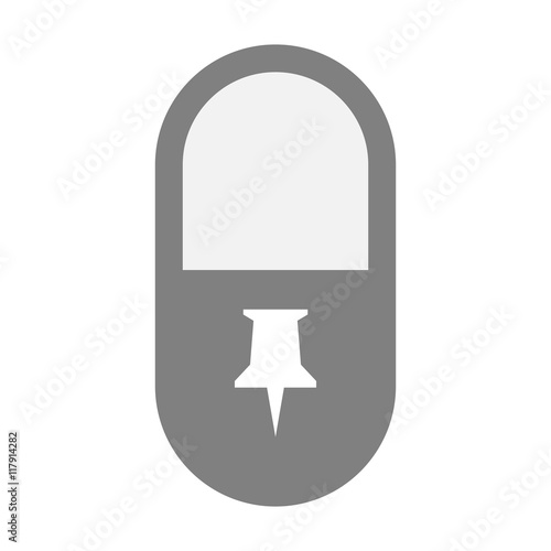 Isolated pill icon with a push pin
