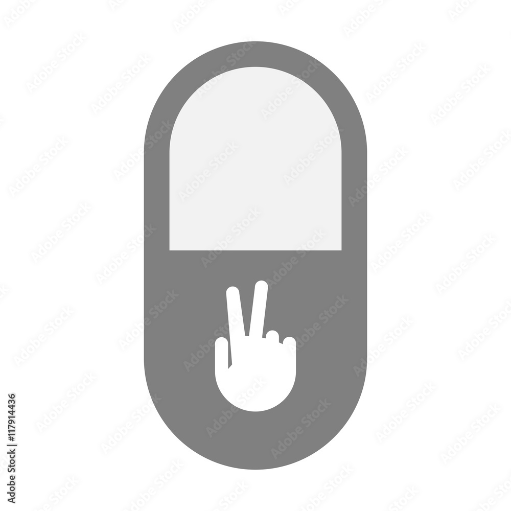 Isolated pill icon with a victory hand Isolated pill icon with a victory hand