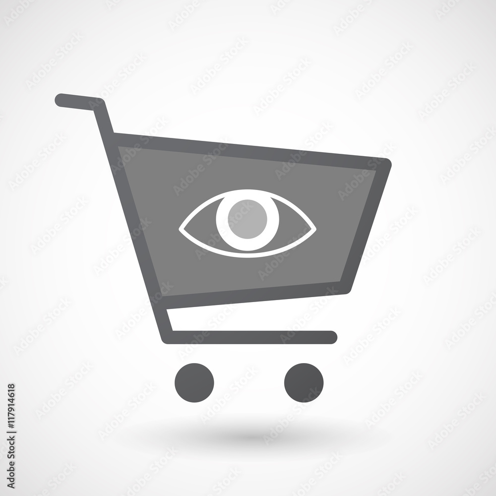 Isolated shopping cart icon with an eye Isolated shopping cart icon with an eye