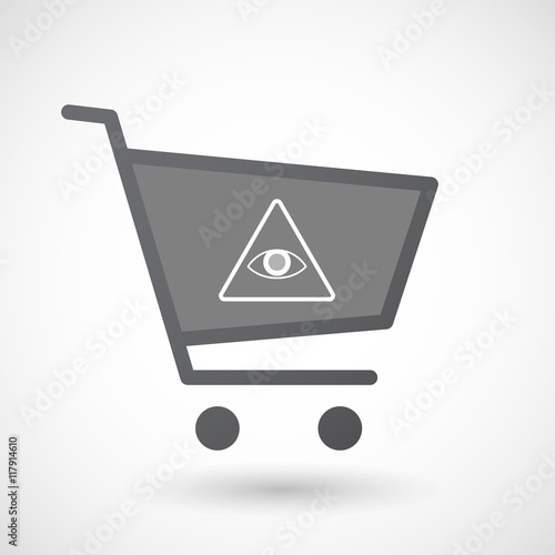 Isolated shopping cart icon with an all seeing eye