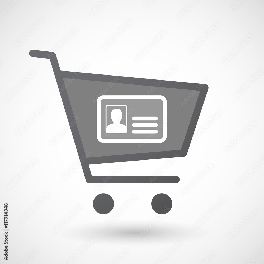 Isolated shopping cart icon with an id card Isolated shopping cart icon with an id card