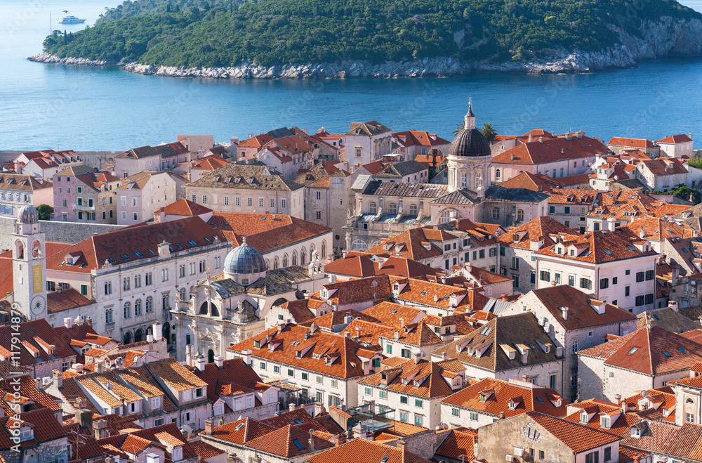 Red tiled roofs of the old town in Dubrovnik