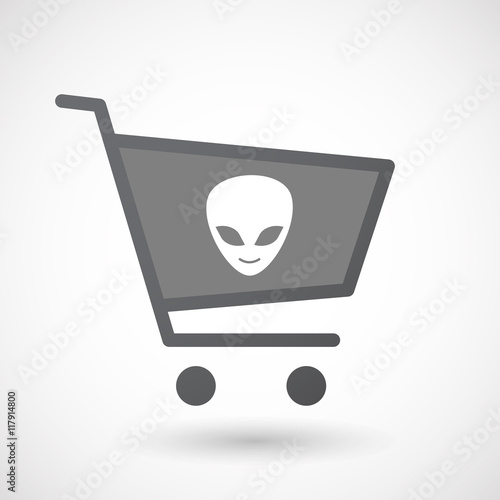 Isolated shopping cart icon with an alien face