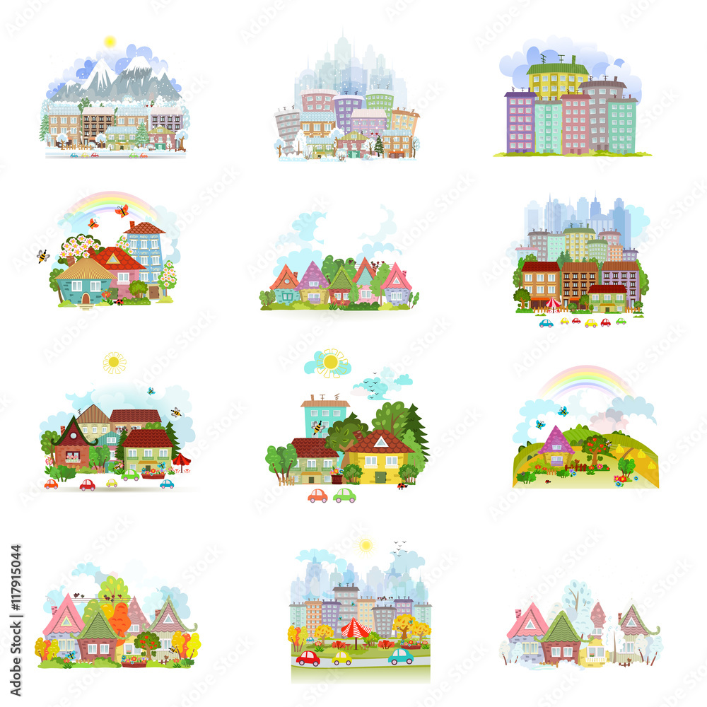big collection of towns and villages in different season for you