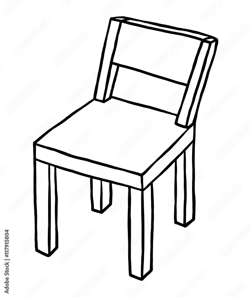 wooden chair / cartoon vector and illustration, black and white, hand  drawn, sketch style, isolated on white background. Stock Vector | Adobe  Stock