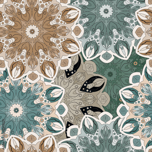 Seamless pattern made in vintage style Filigree pastel ornament for wrapping, background or front-side. Indian, eastern, pakistan, turkish, arabic, islamic, japanese, chinese illustration