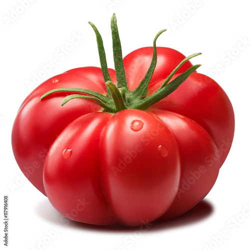 Ribbed heirloom tomato with sepal, paths