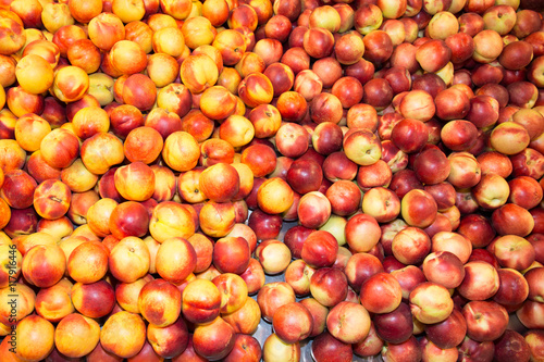 Nectarine white and yellow fruit isolated on background