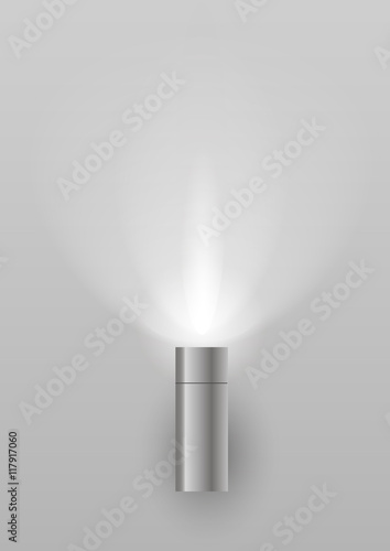 Wall lamp to illuminate facade in the form of chrome cylinder in vector graphics with transparency regime. Bra eps 10.