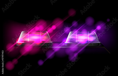 Police beacon lady lignt. Pink and purple emergency flashing sir