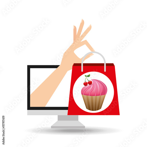 shopping bag cherry cupcake