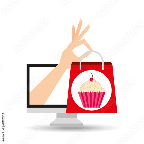 shopping bag cherry cupcake