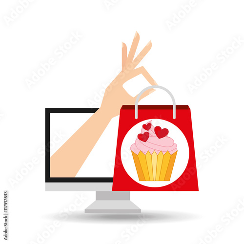 shopping bag cupcake hearts