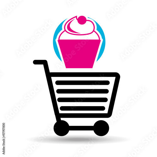 Shopping Cart with cupcake