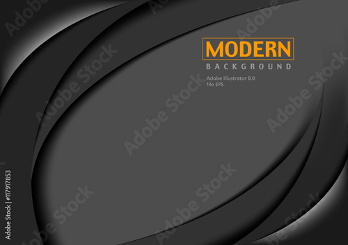 Abstract Black Curves Tech Background - Modern Illustration, Vector
