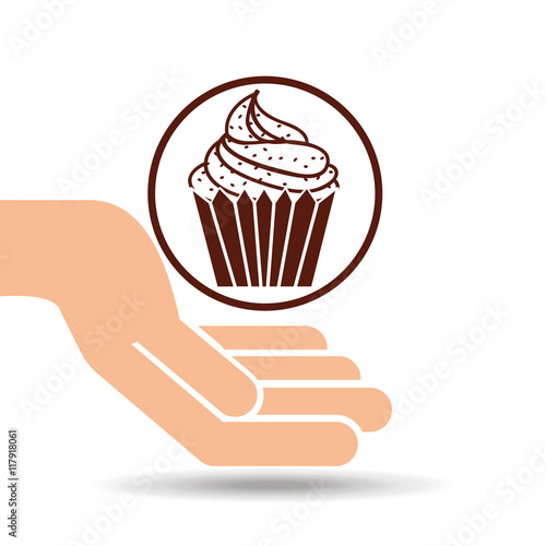 hand holding cupcake