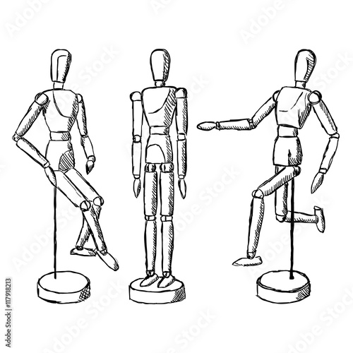 Wooden mannequin art figurine