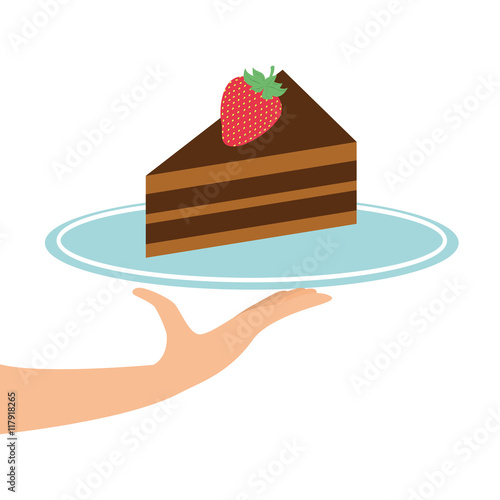 hand holding a tray of piece of cake