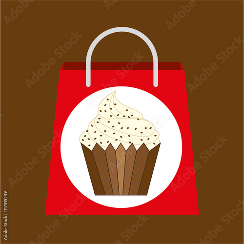 shopping bag vanilla cupcake