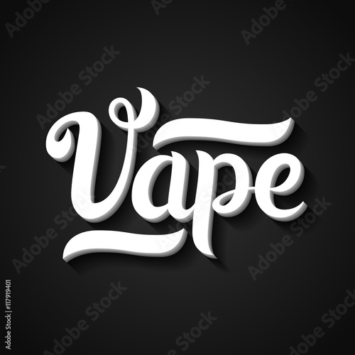 Vape label. Hand drawn lettering on a black background. Vector vintage logo for a vape shop