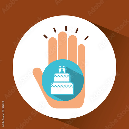 two hands holding wedding cake