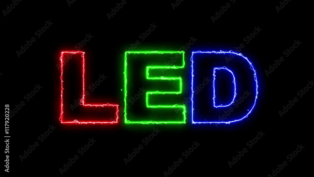 RGB LED text electric glowing in the dark in 4k ultra hd RGB LED text electric glowing in the dark in 4k ultra hd