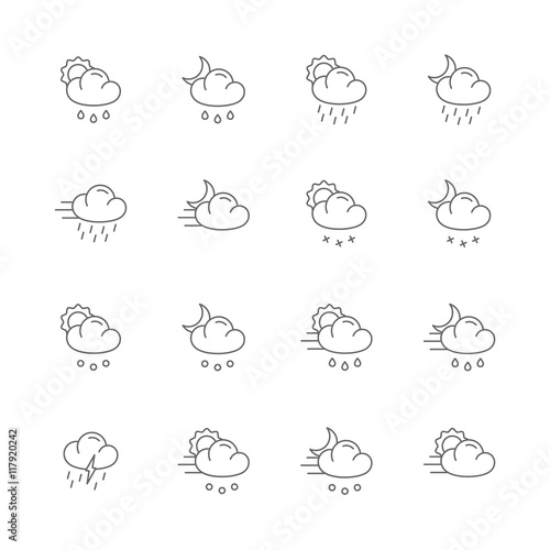 weather gray line icons