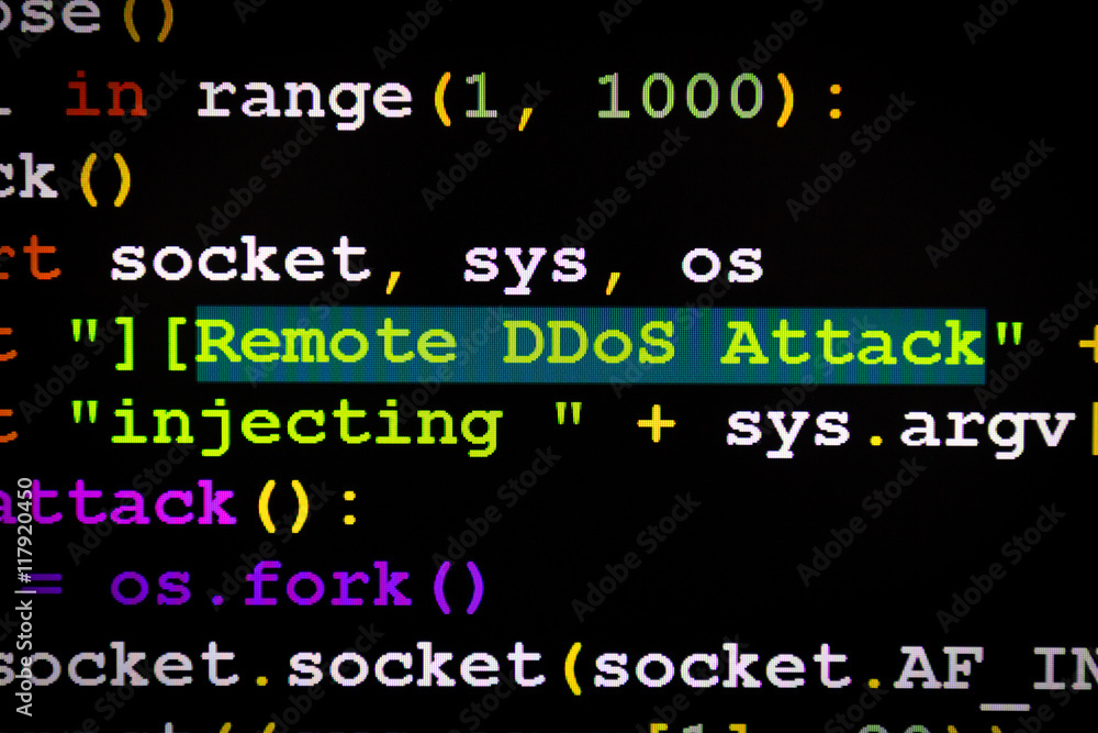 Graphic user interface with DDoS message, concept of internet attack