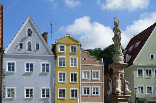 Häuser am Hauptplatz mit Mariensäule, Landsberg a.Lech