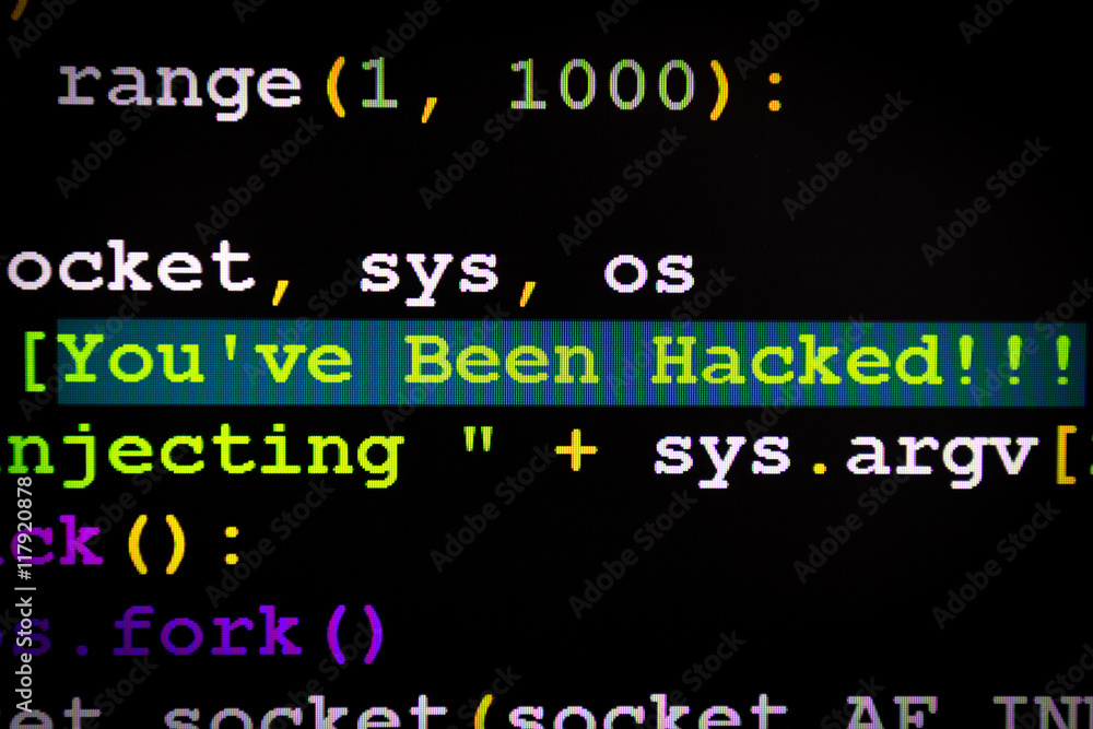Graphic user interface with You've been hacked message, concept of internet attack Graphic user interface with You've been hacked message, concept of internet attack