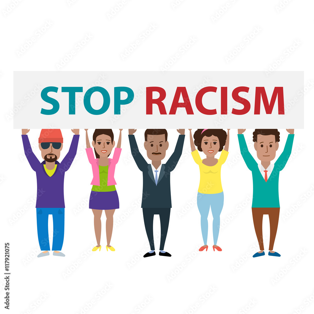 group of african american people holding banner stop racism isolated on white background group of african american people holding banner stop racism isolated on white background