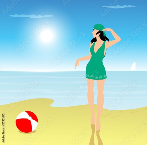graziosa ragazza sulla spiaggia