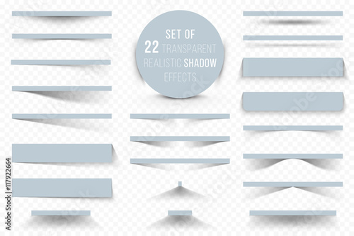 Set of transparent realistic shadow effects. Vector illustration for your modern design. Website Design Elements on transparent Background.