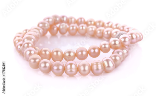 pearls necklace on white background