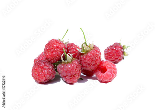 Ripe raspberry isolated on white background