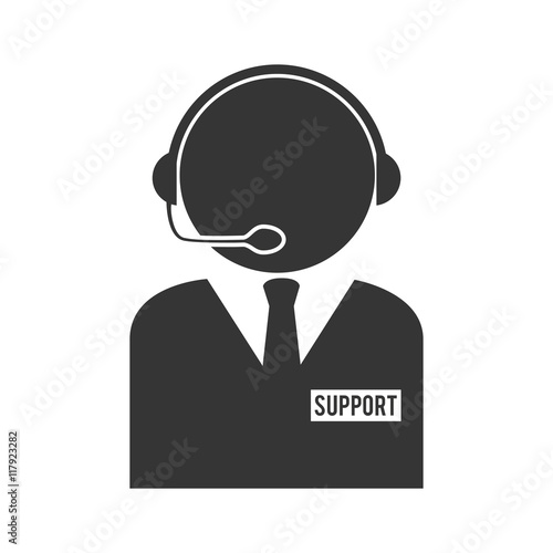 person operator headset service assistant support icon vector gr