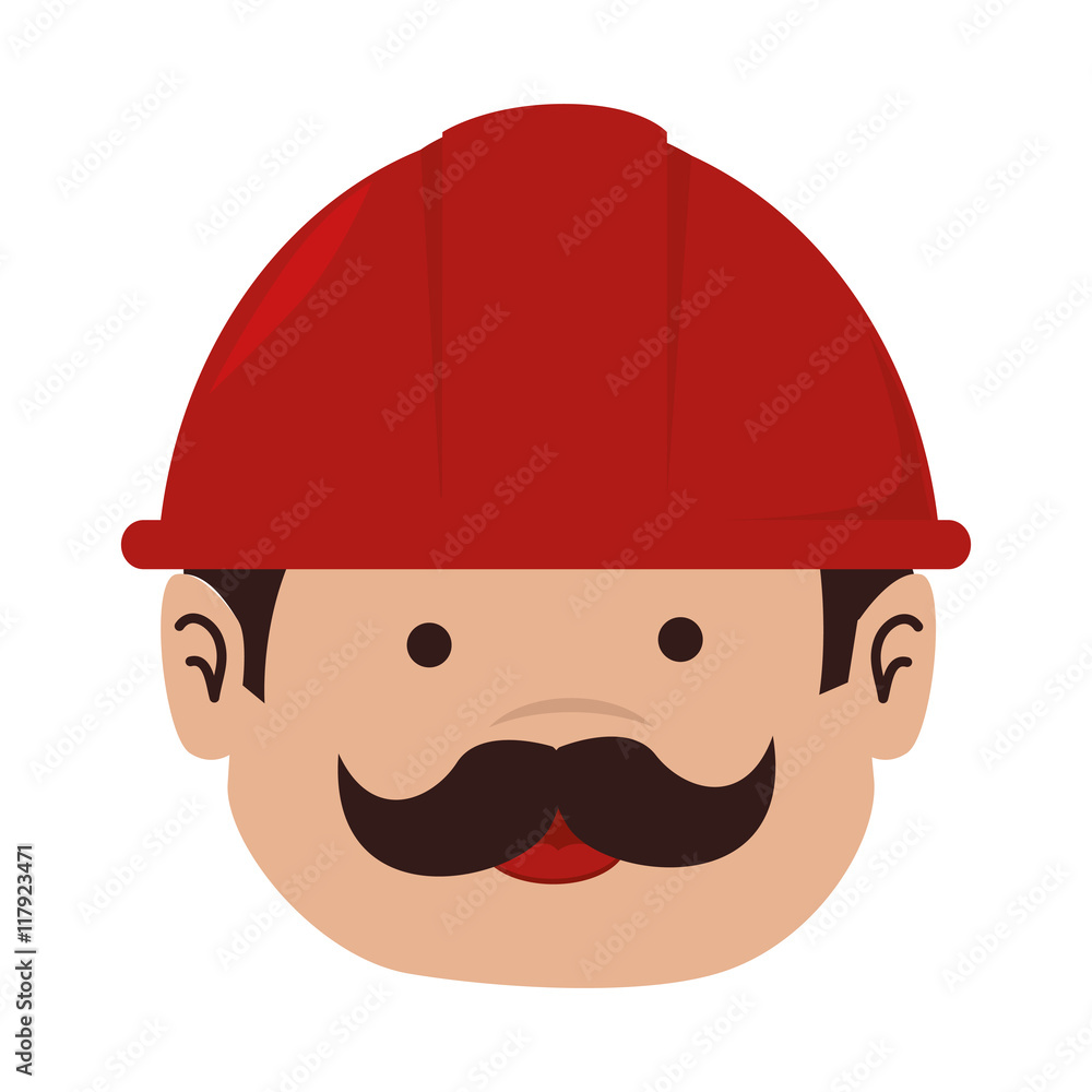 man helmet service mustache icon vector graphic