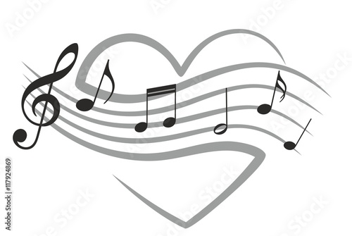 Heart with music notes.